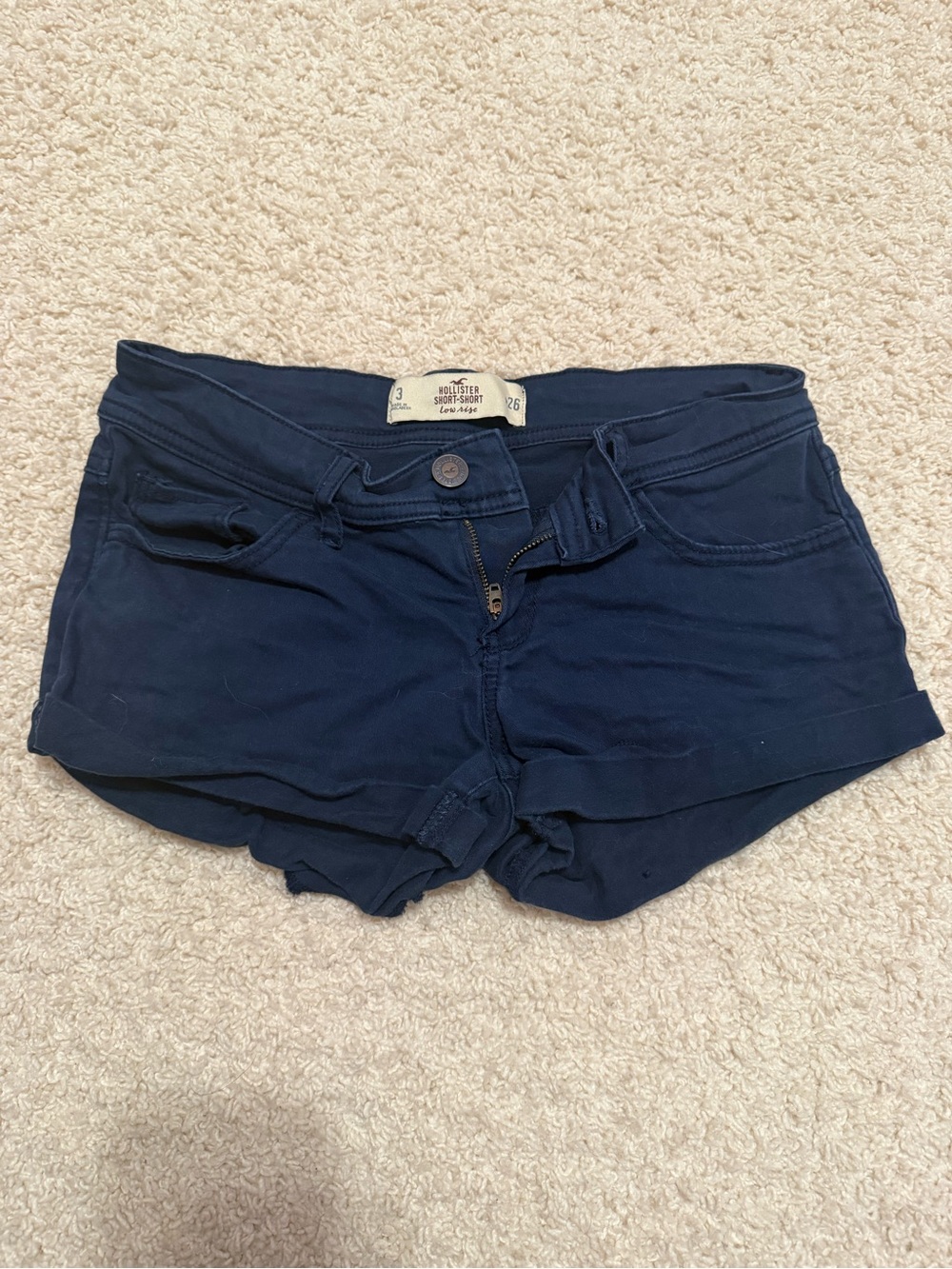 Hollister Navy Low-Rise Jean Shorts